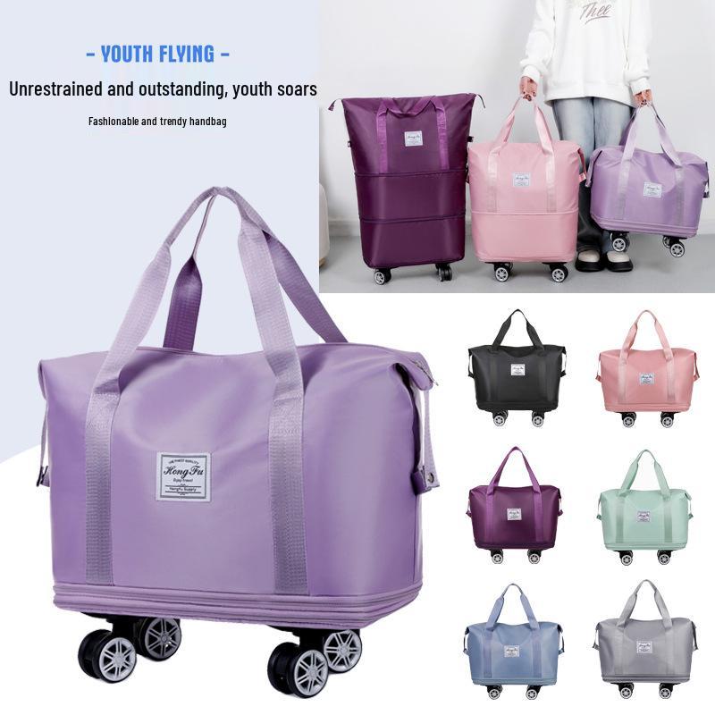 Унисекс Расширяемая Дорожная Сумка Дафл Большой Вместимости на Колесах, Складная Ручная Кладь для Деловых Поездок и Шопинга.