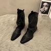 Retro Rivet Short Pant Boots French Women's Boots Versatile Western Cowboy Boots Knight Boots Small Short Boots