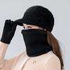 Women Winter Hat Keep Warm Cap Add Fur Lined Hat Scarf Gloves Set Warm Hats Casual Rabbit Winter Knitted Hat