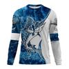 Men's 3D Fish Pattern T-shirt Printing Casual T-shirt Long Sleeve Interest Round Neck Men's Personality Clothing XS-5XL