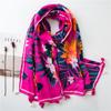Four Seasons Cotton And Hemp Scarf Warm Rose Red Tone Tropical Plants Colorful Tassel Beach Vacation Scarf For Women