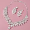 Женщины искусственный жемчуг горный хрусталь кулон ожерелье серьги Корона Тиара комплект ювелирных изделий