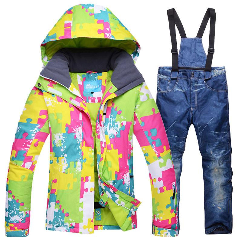 Зимний мужской и женский лыжный костюм, уличный теплый ветрозащитный водонепроницаемый костюм для катания на лыжах, сноуборде, мужская и женская лыжная куртка, лыжные штаны, зимний комбинезон