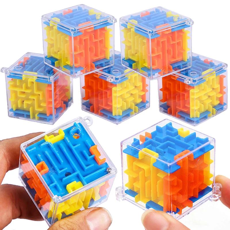 5/10 шт. Мини 3D лабиринт куб, Гравитационные головоломки для детей и взрослых, Мини-головоломка для ума для 3D лабиринт мяч сложные задачи, для приза класса