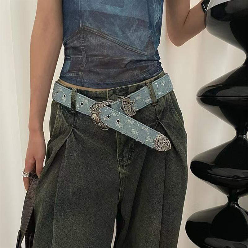 Korean Style Retro Jeans Belt Female Personality Y2K Vintage Ins Style With Jeans Belt Decoration Belt Clothing Accessories