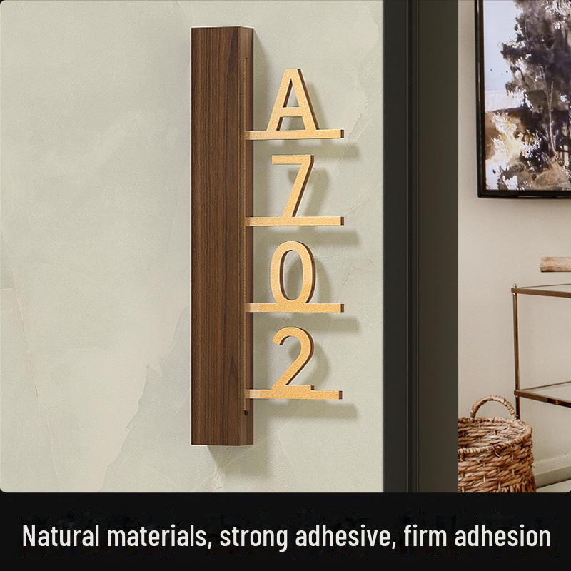 Креативная табличка с номером дома из цельного дерева и акрила — без перфорации, легкая роскошь для жилых домов и отелей