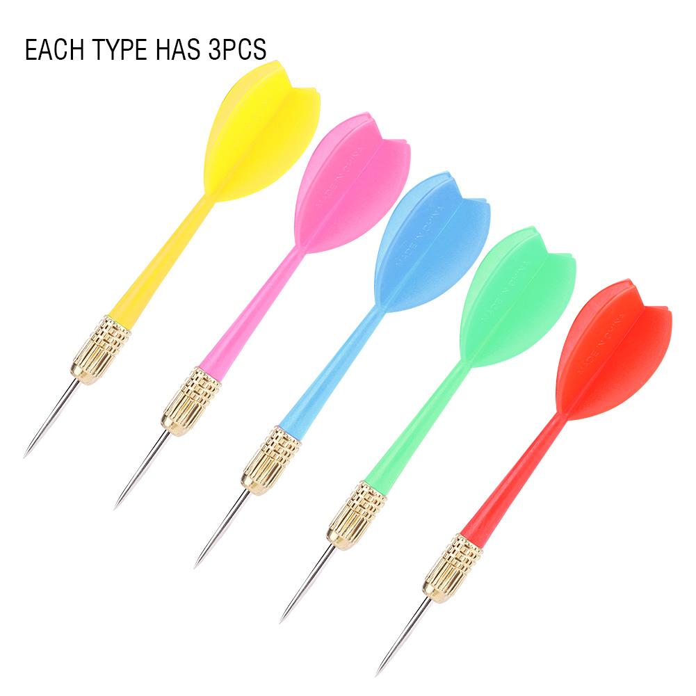 15Pcs Set Needle Tip Darts Barrel Colourful Darts Dart Red Yellow+Green Purple Blue
