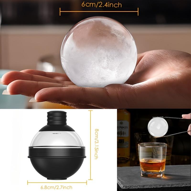 1/4Pack Silicone Ice Ball Maker 2.4Inch Whiskey Large Sphere Ice Mold with 2in1 Funnel Lid Cocktails Ice Cube Tool Kitchen Acces
