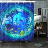 Dolphin Shower Curtain Blue Underwater World Marine Life Polyester Fabric Kids Ocean Theme Bathroom Decor Set with 12 Hooks