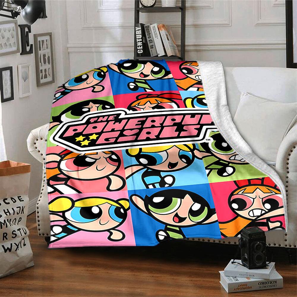 1pc Powerpuff Girls Flannel Blanket, Soft Skin Friendly with Digital Printing, Various Sizes Available for Family, Friends, Birthday