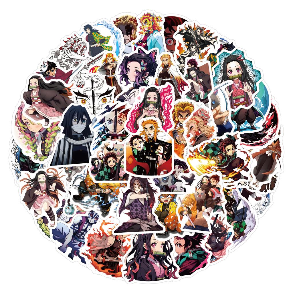55 Demon Slayer: Blade of Demon Slayer Anime Graffiti Stickers Decorate Notebook Suitcase DIY Cartoon Stickers