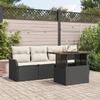 5-Piece Garden Sofa Set with Black Poly Rattan Cushions, 2-Seater Garden Sofa with Storage 3358126