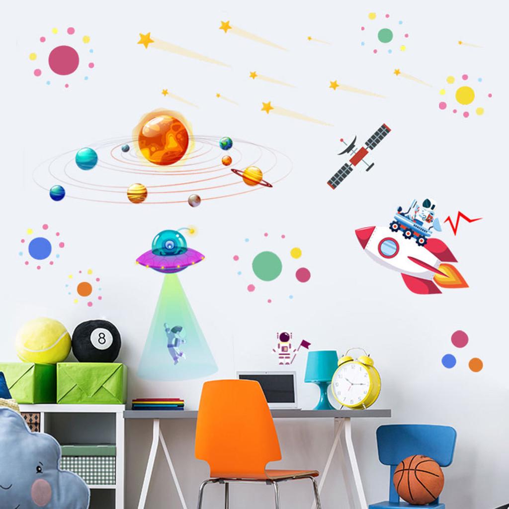 Cartoon Solar System Astronaut Wall Sticker Kindergarten Decorative Wall Sticker