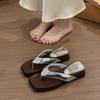 Internet Celebrity Explosion Square Head Silver Thick-soled Flip-flops Women's Summer Wear 2025 New Non-slip Beach Cool Slippers
