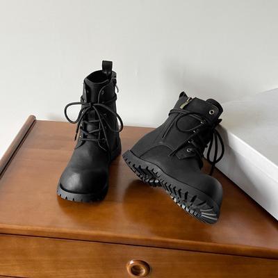 Ретро ботинки Мартин на шнуровке с большой головой на толстой подошве 2025 новая британская модель универсальные и стройнящие короткие ботинки-локомотивы с боковой молнией