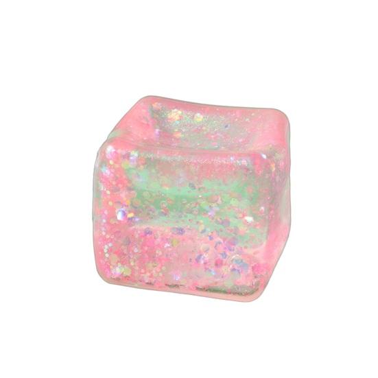 Ice Cube Squeeze Toy with Glitter Slow-Rising Water Cube TPR Fidget Toy for Stress Relief Portable Decompression Gadget for Kids