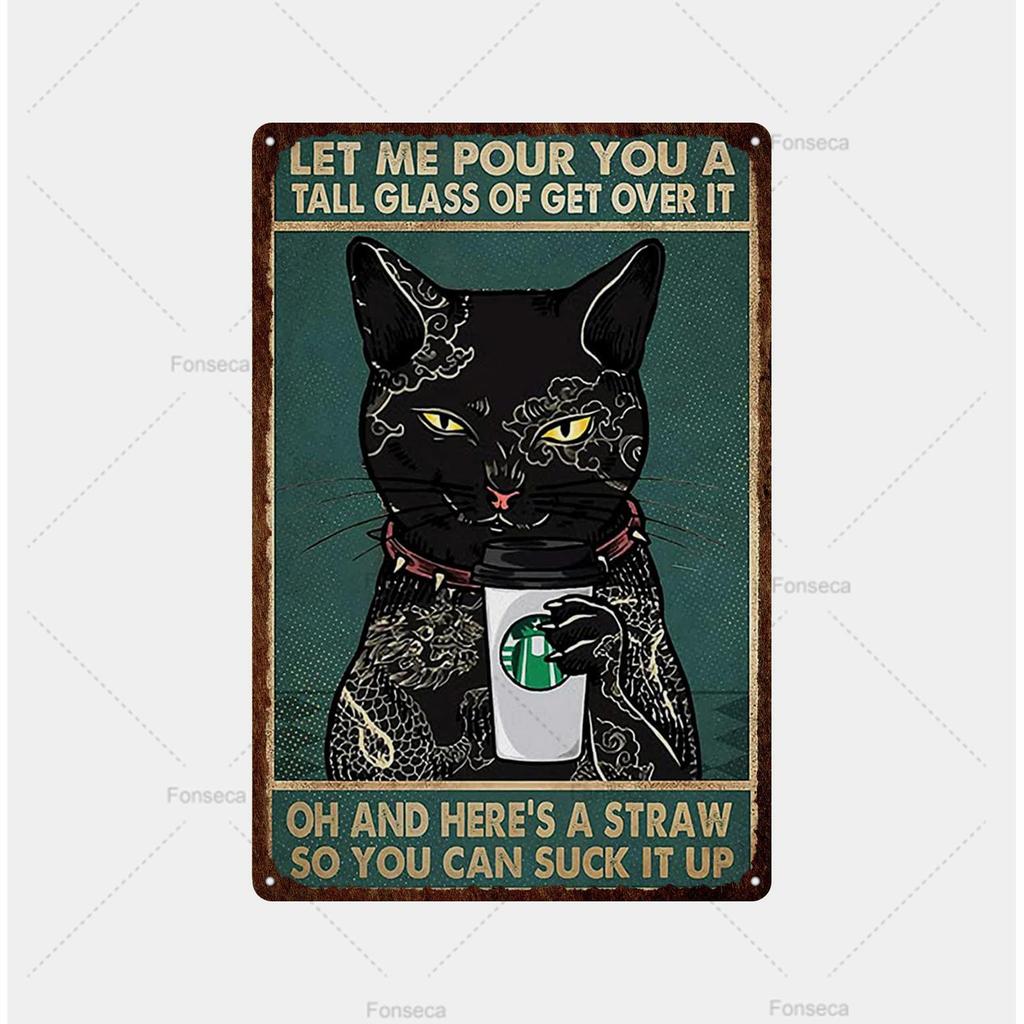 Вывеска с изображением кошек, расписная металлическая вывеска для комнаты, декорированный бар, настенный постер, жестяная банка, винтажное ощущение ржавчины, напиток, железная тарелка, украшение для отеля с пивом