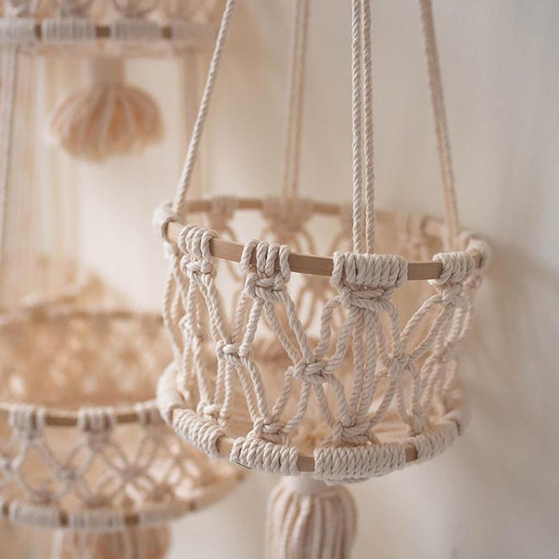 Macrame Wall Hanging Basket Storage Basket Decoration Rope Weaving Flower Pot Plant Hanger Hammock Organizer Bohemian Home Decor