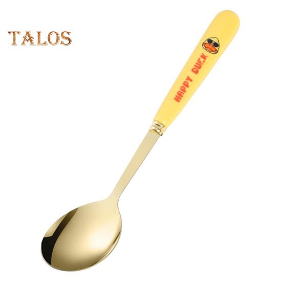 1/6 шт. ложка для смешивания, анти-ошпаривание, тонкая работа, устойчивая к коррозии, модная портативная ложка для торта с уткой и рисунком на каждый день