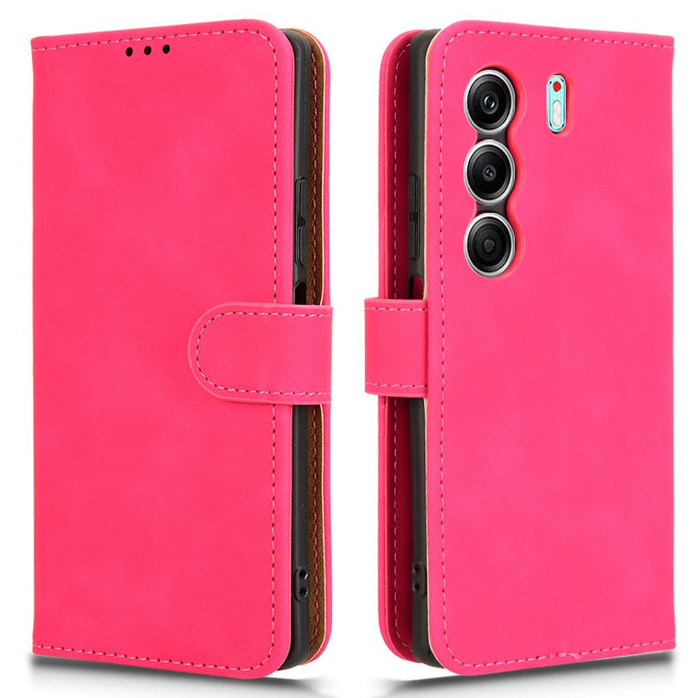 Для TECNO Camon 40 4G Кожаный чехол с ощущением кожи Противоударный Чехол-книжка с кошельком для телефона