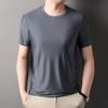 Новая летняя мужская футболка в корейском стиле, модная однотонная рубашка с круглым вырезом, тонкий повседневный топ, универсальная нижняя рубашка