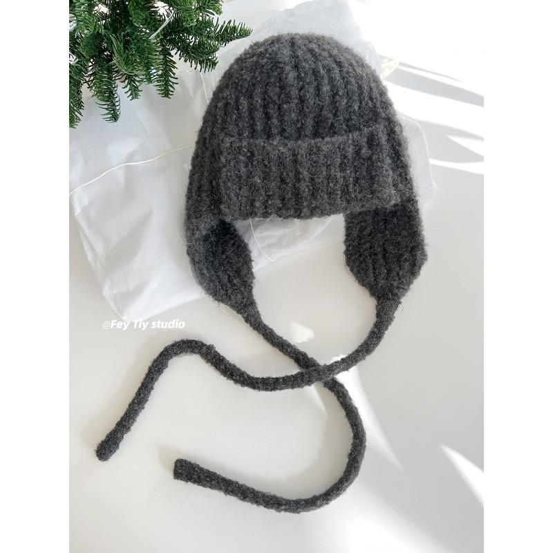 Woolen Woolen Cap Retro Ear Protecting Head Cap  Fashionable and Warm for Women in Autumn and Winter  Pilot Knitted Cap