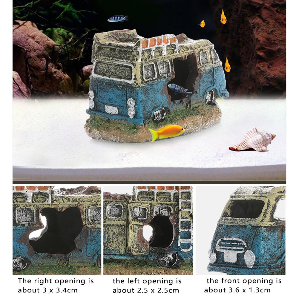 Resin Car Wreck Fishbowl Landscaping Various Styles Multipurpose Fish Shrimp Shelter Excellent Breeding Environment Aquarium Ornaments