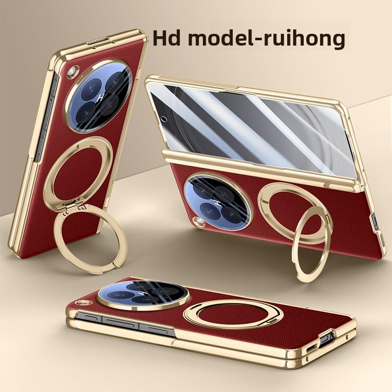 Чехол для OPPO Find N6 Роскошный ПУ-кожа Кольцо-подставка Магнитная беспроводная зарядка Защитная задняя крышка Для Find N6 N 6 Корпус телефона