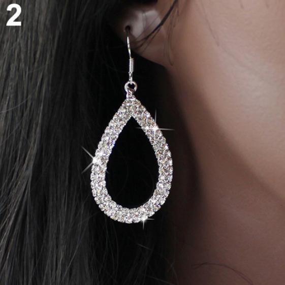 Серьги длинные капля со стразами из горного хрусталя