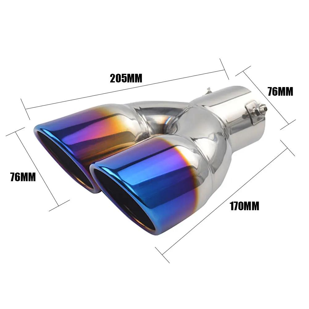 Bolt-on Dual Exhaust Tip Rolled Stainless Steel Square End One Change Two Double Slant Cut Tailpipe Muffler Tip 3 inch Inlet