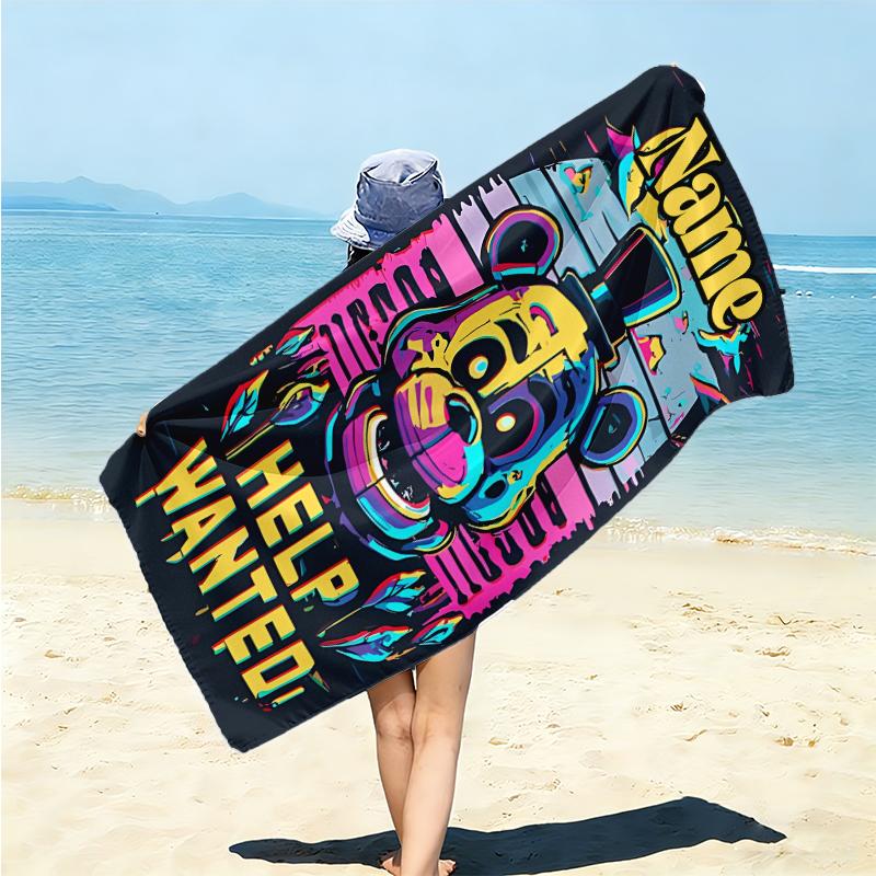 Personalized Kitten Clown Balloon Theme Beach Towel Microfiber Beach Towel Thin Absorbent for Beach Swimming Yoga Bath Sports. 09109