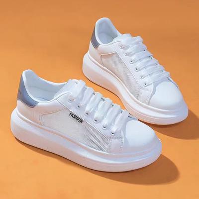 Женские белые туфли, летние сетчатые дышащие кроссовки для пар, туфли на платформе для папы, полые сетчатые туфли, кроссовки с юбкой