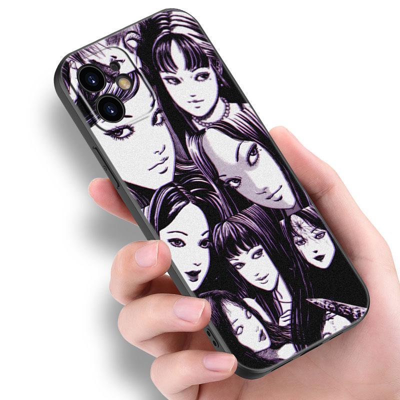 Чехол с изображением аниме Junji Ito Tees Horror для Apple iPhone 14 13 12 Mini 11 Pro Max 7 8 XR X XS 7 8 Plus SE 2020 2022, черный чехол