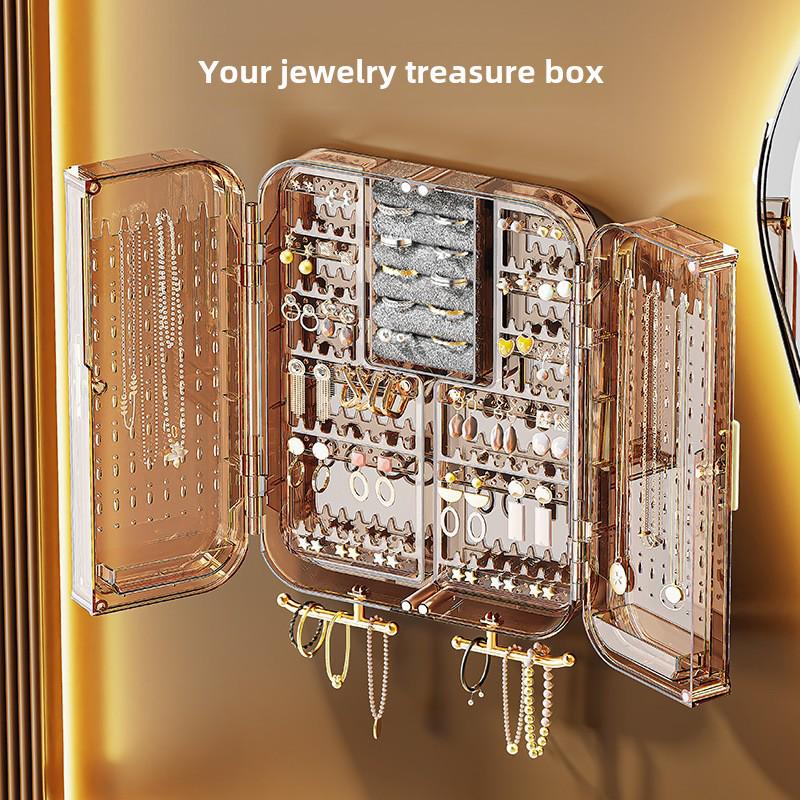 Настенная вместительная шкатулка для хранения ювелирных изделий: Многофункциональная стойка для сережек, ожерелий, элитный и изысканный дизайн