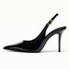 Fashion Sexy Black Pointed Toe Patent Leather Pumps Women Luxury Metal Ankle Strap Buckle Brand Designer Shoes Cozy Commuter Office Shoe