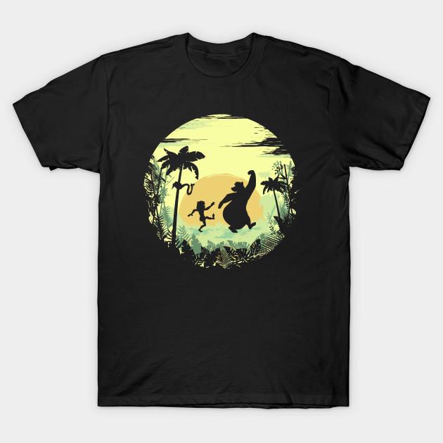 Asian Size Men Print T-shirt The Jungle Book No-Cut Heat Transfer Print Cotton Tshirt