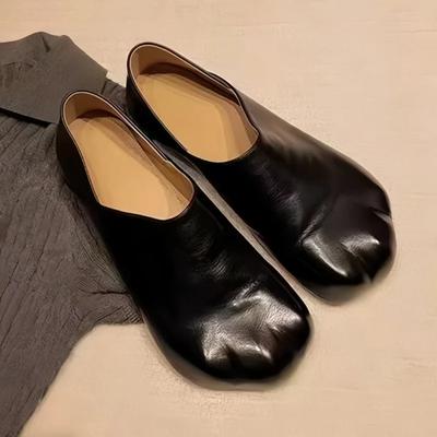 Мода 2025 Новый Стиль Кошачьи Когти Кожаные Балетки Однотонные Слипоны Повседневная Платье Обувь Милые Девочки Мода Лаконичная Удобная Нишевая Дизайнерская Обувь