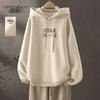 Women's Academy Style Loose Hooded Drawstring Sweatshirt