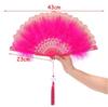 For Lolita Handmade with Pendant Dance Hand Fan Party Decor Feather Folding Fan Wedding Gift