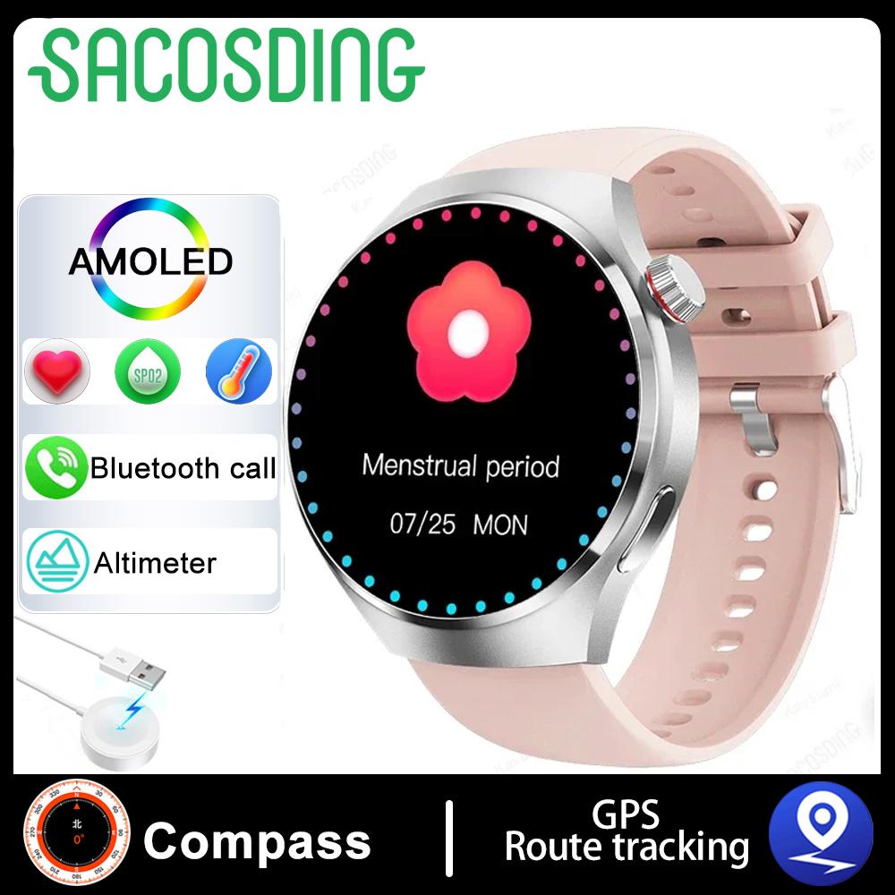 Для SACOSDING NFC Watch 4 Pro NFC Смарт-часы Мужские AMOLED 360*360 HD Экран Артериального Давления BT Call IP68 Водонепроницаемые Смарт-часы