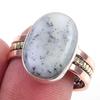 Natural Dendrite Opal Gemstone 925 Sterling Silver TwoTone Gift Ring S.9 W8w76