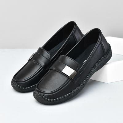 Повседневная кожаная обувь для женщин, новая, на одной педали, нескользящая, на плоской подошве, удобная, одинарная обувь для мамы для женщин