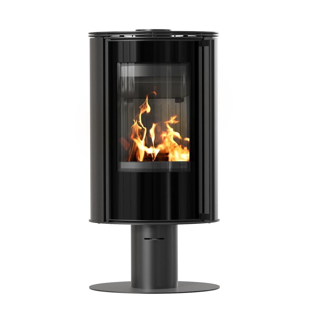 Стальная печь на подставке KRATKI ERIK Ø 150 5,5 кВт черная термотек самозакрывающаяся дверца