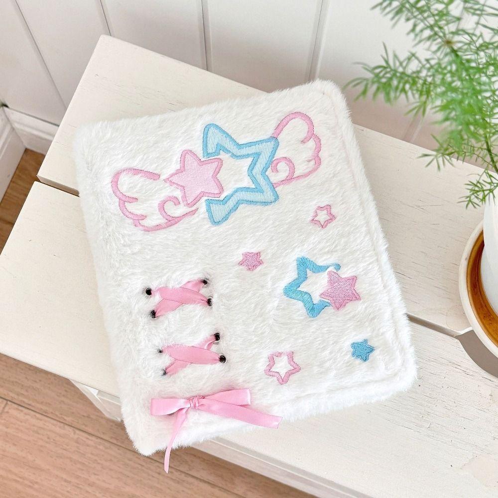 Loose-Leaf Photocard Holder Plush Angel Star Pattern Collect Book For Kpop Idol Fans