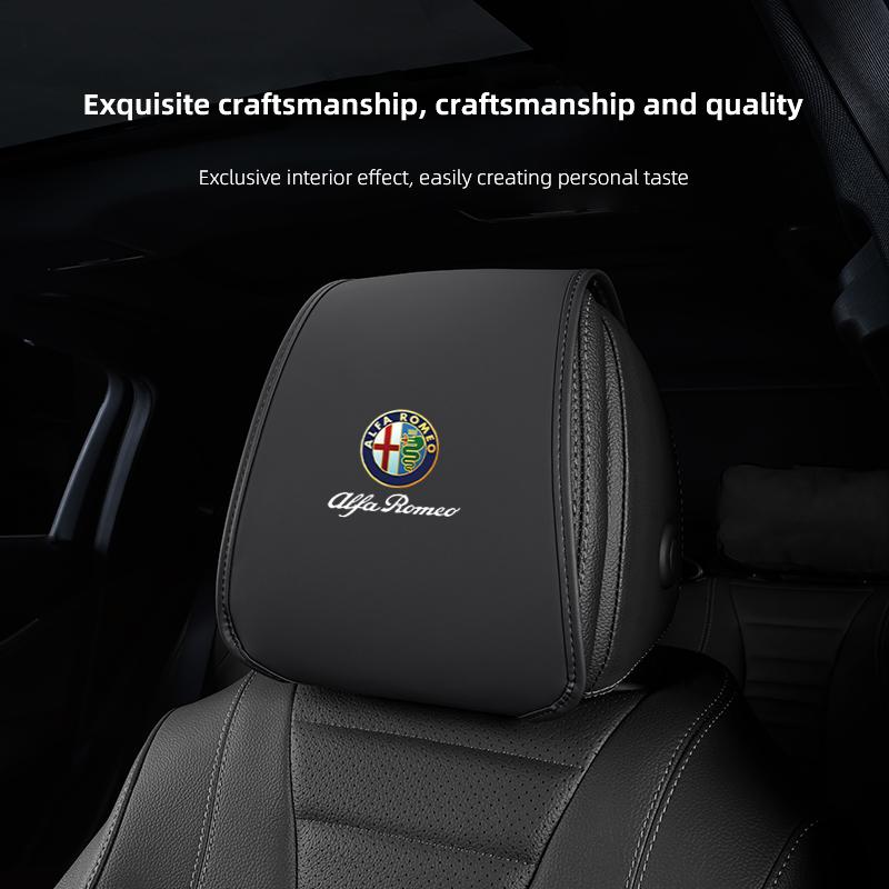 For Alfa Romeo Leather Car Seat Headrest AntiDirty Elastic Pillowcase Protective Cover For Alfa Romeo 4C 159 166 Giulia Giuliett