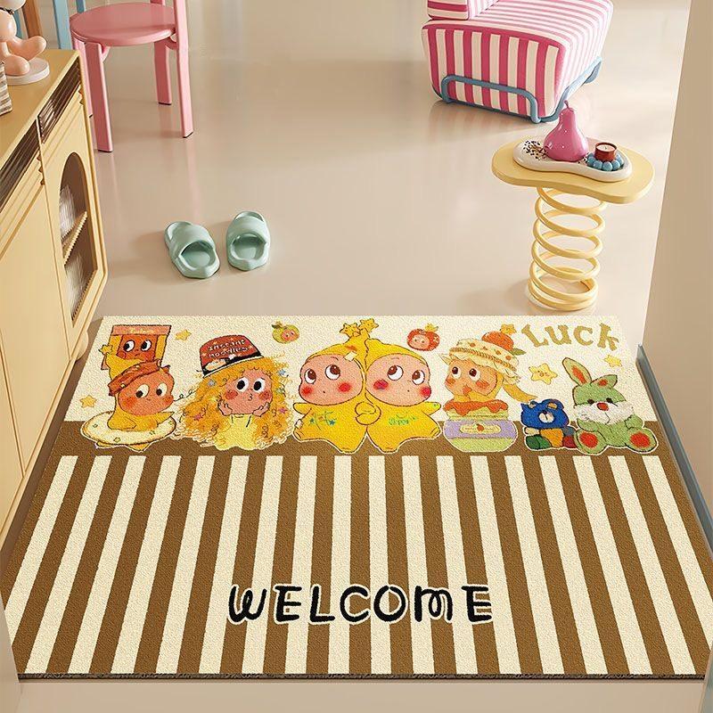 VIKAMA Cute Yellow Cartoon Twinkle Twinkle Carpet Doormat Non-Slip Bathroom Mat Rug For Bedroom Carpet For Live Room Home Decor