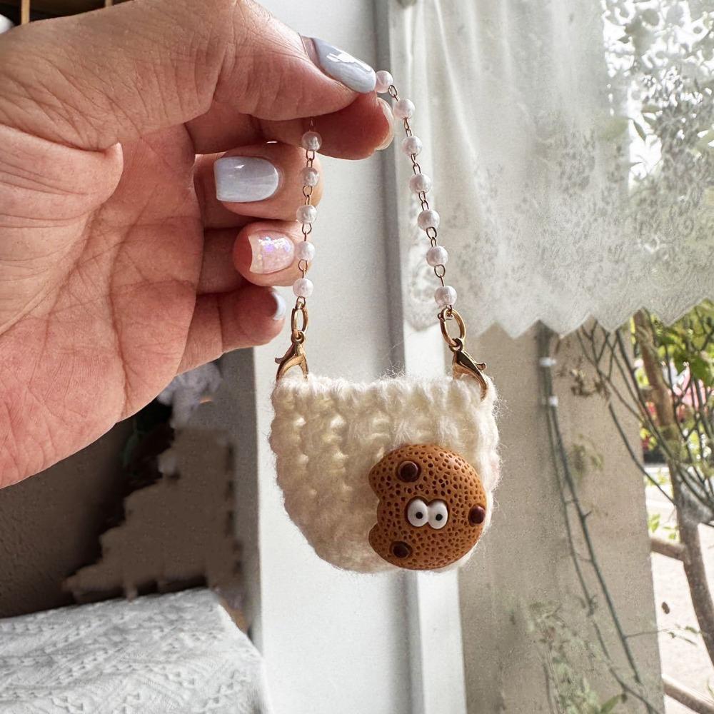 Мини-сумка для кукол через плечо из плетеной ткани с жемчужной цепочкой для кукольного домика, вязаная шерстяная сумка, аксессуары для кукол