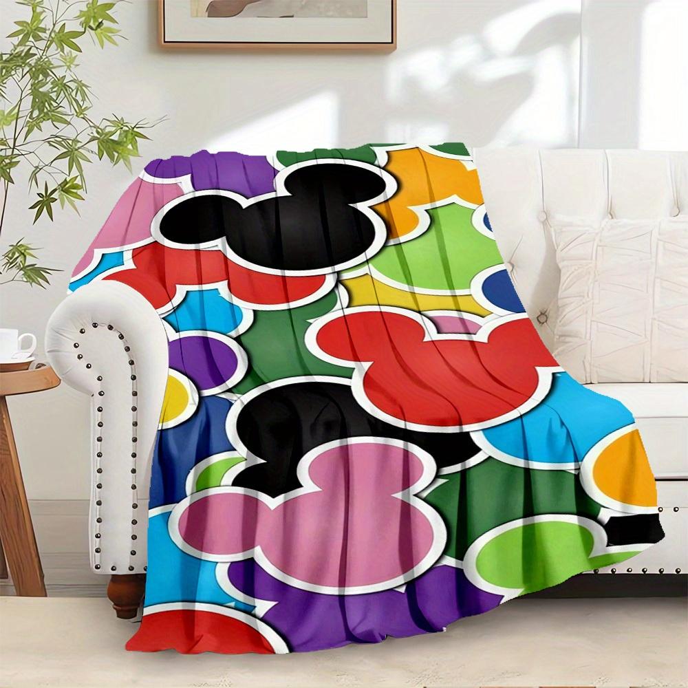 1pc Velvet Mickey Mouse Ears Multi-Color Throw Blanket for Bed Sofa Gift Home Decoration, Soft Warm Plush Coverlet, Room Decor