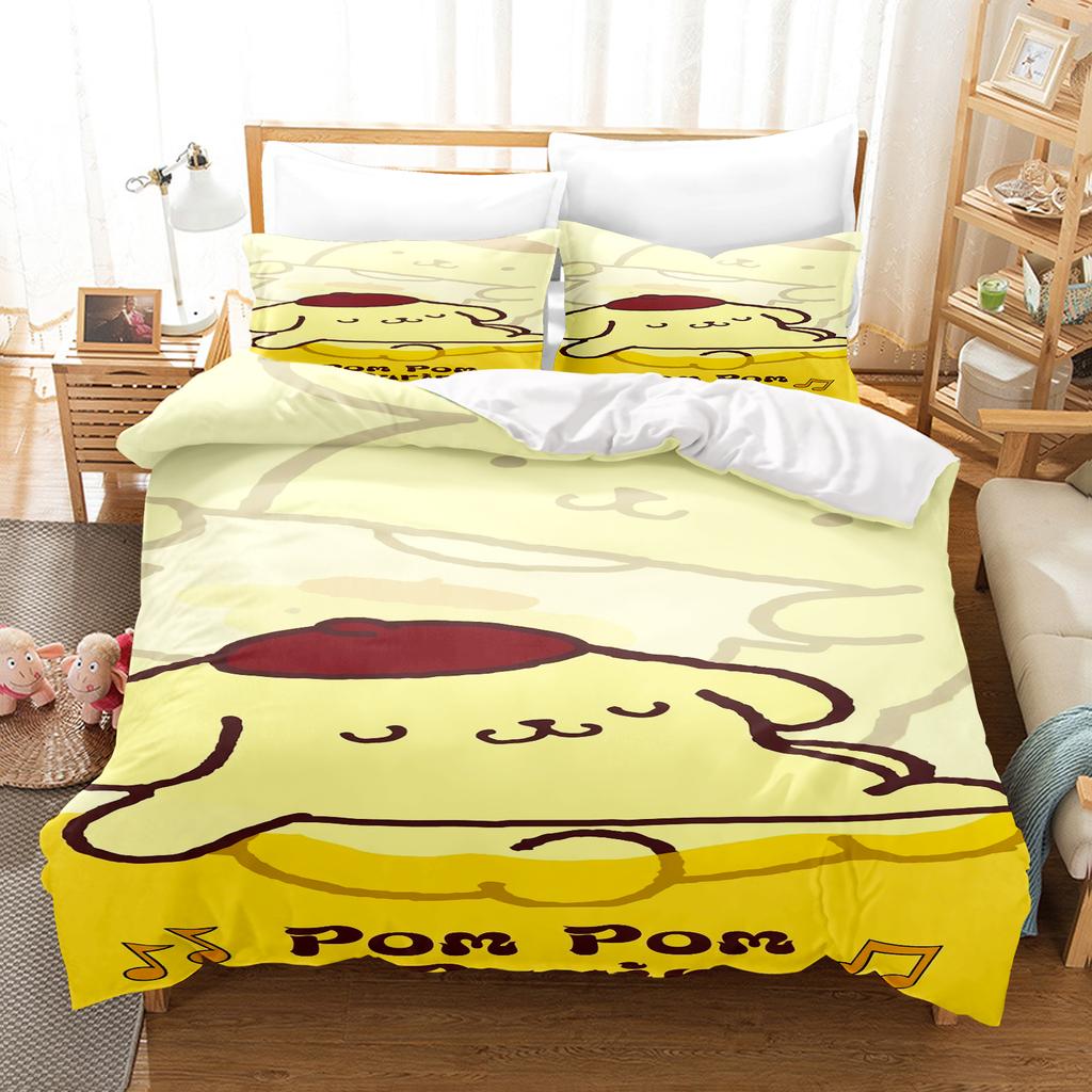 Pompompurin Sanrio 3-Piece 1 Пододеяльник Один Комплект Постельного Белья Comforte Luxus Изысканный Подарок на День Рождения 100% Полиэстер Домашний Декор