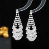 Super Flash Full Diamond Long Earrings Light Luxury Fashion Temperament Earrings Bridal Fashion Earrings Women's Earrings 1 Pair